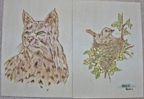 Bert Le Loup: Pyrography work