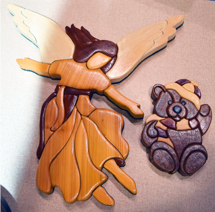 Rich Rossio: Angel & Bear Intarsia Wood Art