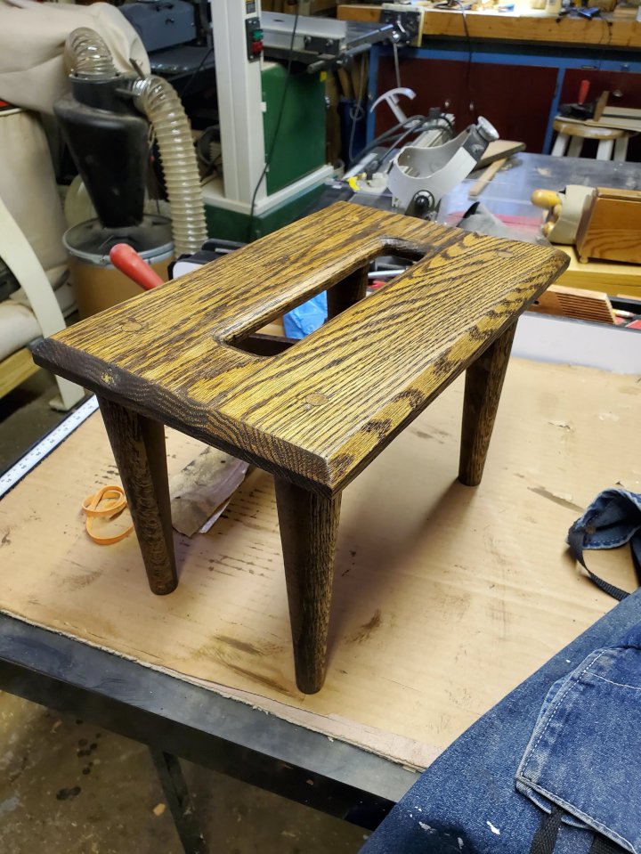  Bert LeLoup: Oak Turned Leg Step Stool